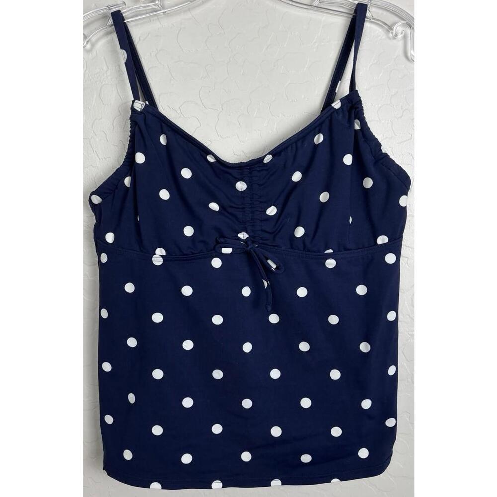 Lands‎ End Tankini Blue White Polka Dot sz 8 Tie Front 1662